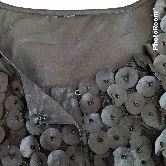 Women's Lightweight Bolero Jacket with Black Silky Rose Petals, siz S/M - Picture 9 of 10